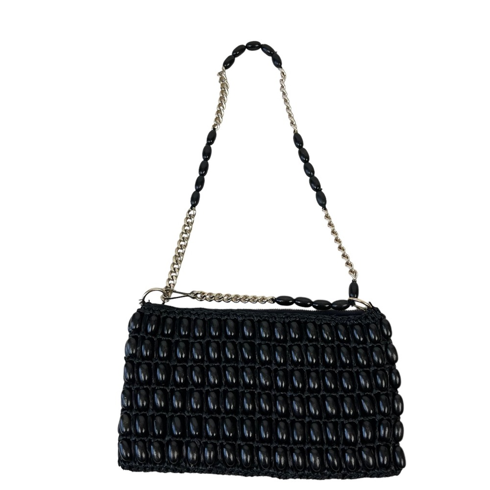 Vintage Bag by Debbie Retro Boho Black 60’s Beaded mini Hand Bag Purse Japan - Picture 3 of 5